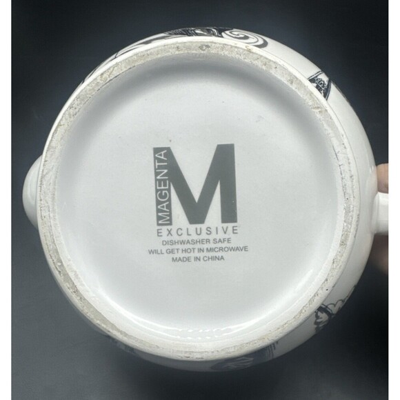 Magenta Exclusives White w/ Black Fork Spoon Knife Graphics Ceramic Teapot 80oz - Picture 10 of 10